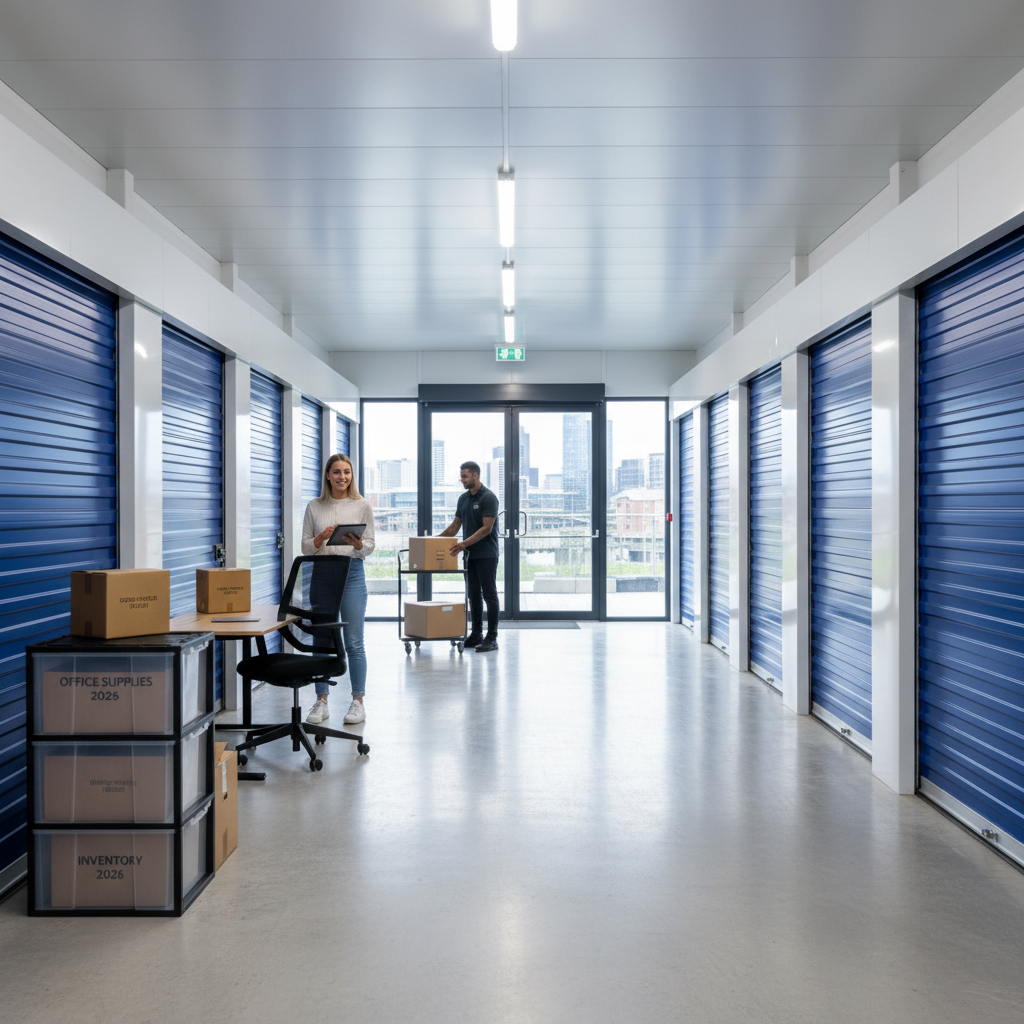 Illustration for the Find My Storage article: Small Business Storage Solutions in Salford: Flexible Workspace Tips for 2026