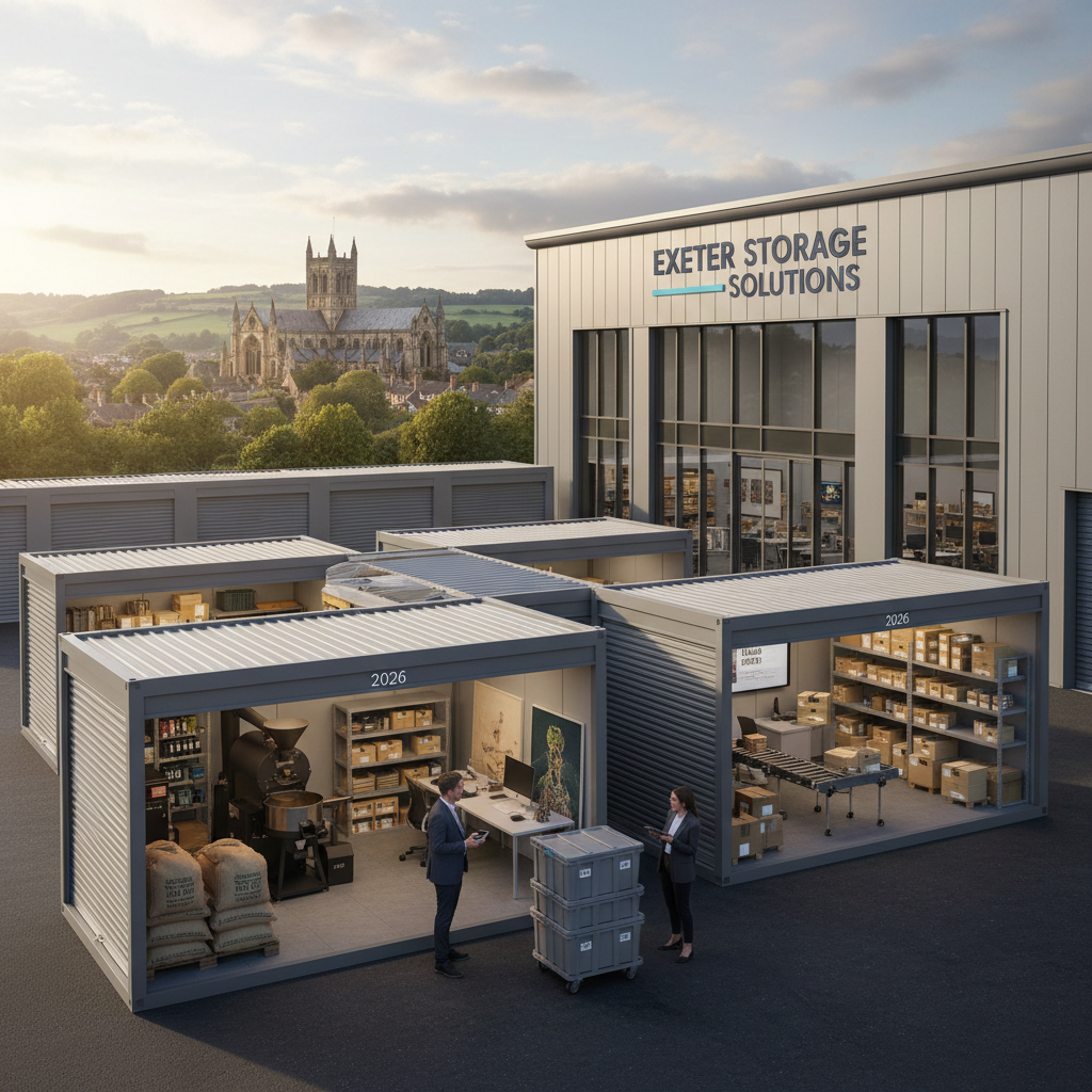 Illustration for the Find My Storage article: Small Business Storage Solutions in Exeter: Flexible Workspace Tips for 2026