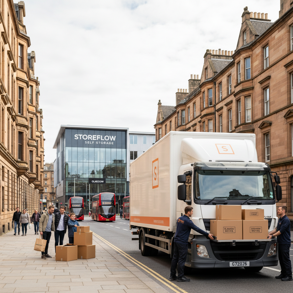 Illustration for the Find My Storage article: Moving House in Glasgow 2026: Local Tips & Essential Guide | Storage Solutions