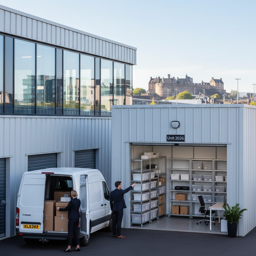 Illustration for the Find My Storage article: Small Business Storage Solutions Edinburgh: Flexible Workspace Tips for 2026