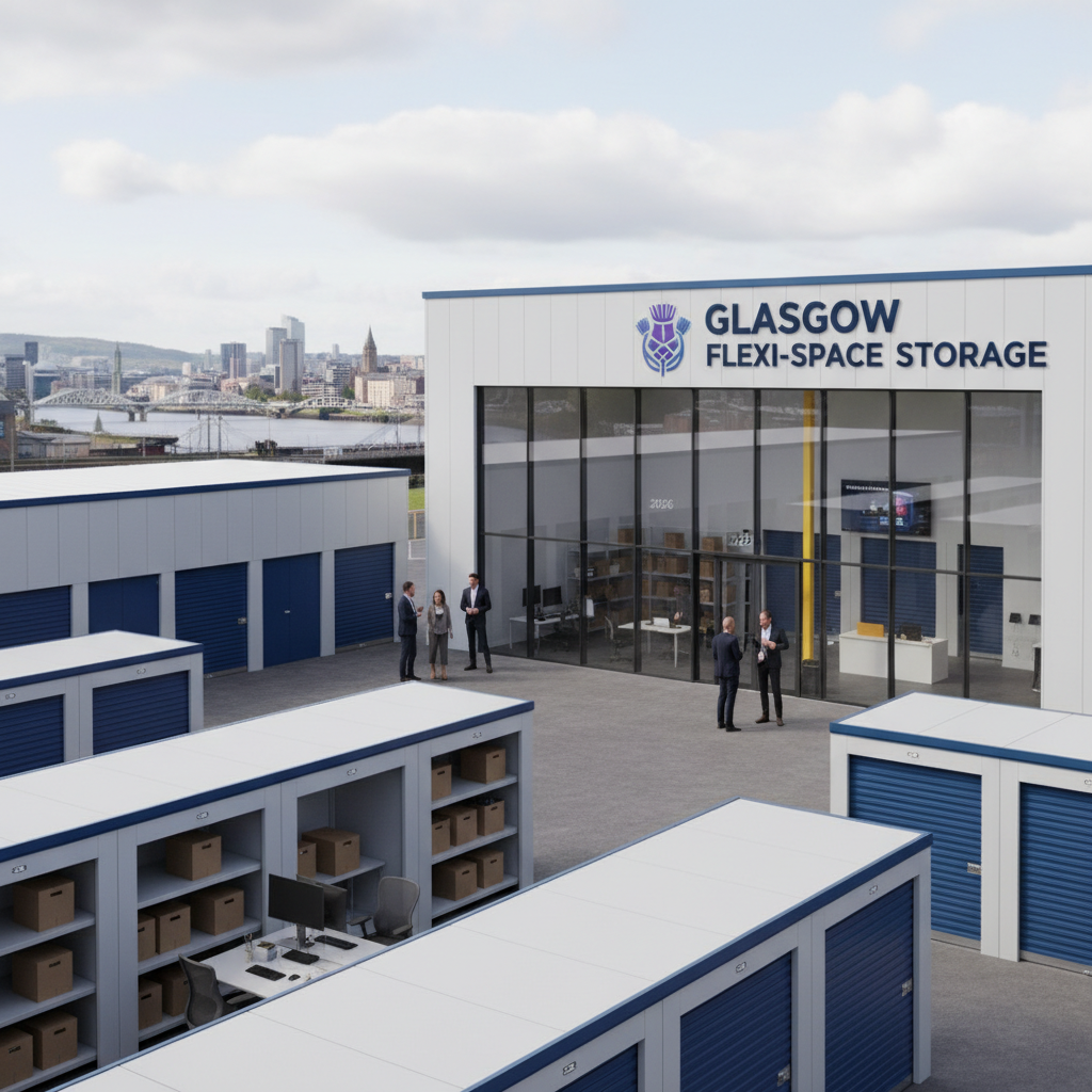 Illustration for the Find My Storage article: Small Business Storage Solutions in Glasgow: Flexible Workspace Tips for 2026